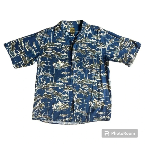 Bruno Mens button down Hawaiian 100% Rayon shirt size Large - Picture 1 of 5